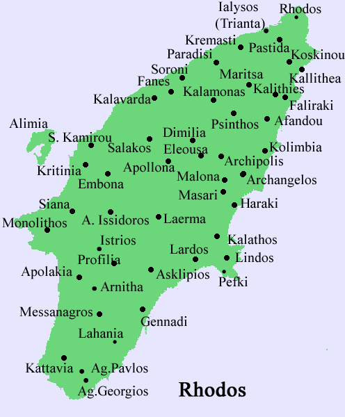 Insel Rhodos Karte